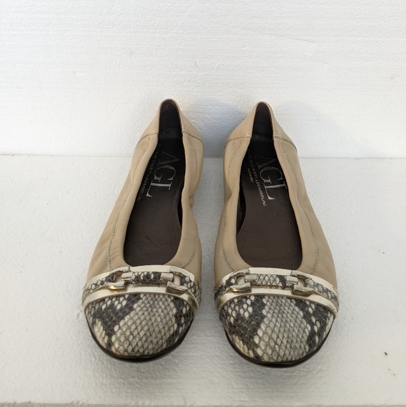 Attilio Giusti Leombruni Shoes - AGL Monika Ivory Cap Toe Ballet Flats Size 38.5